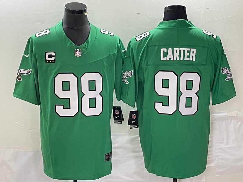 Men%27s Philadelphia Eagles #98 Jalen Carter Green 2023 F.U.S.E. Vapor Untouchable With C Patch Stitched Football Jersey->philadelphia eagles->NFL Jersey